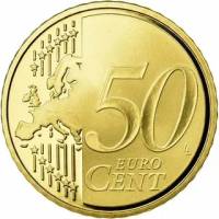 (2008) Монета Италия 2008 год 50 центов  2. Новая карта ЕС Северное золото  UNC
