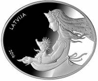 2016 Монета Латвия 2016 год 5 евро Ежовая шубка  Серебро Ag 925  PROOF