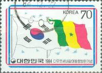 (№1984-1376) Марка Корея Южная 1984 год "Визит президента Senegalacutes Диуф", Гашеная