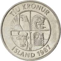 (№1984km29.1) Монета Исландия 1984 год 10 Kronur (Capelins, Немагнитный)