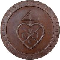(№1794km392) Монета Индия 1794 год 1/96 Rupee ( Даб. Ост-Индская Компания)