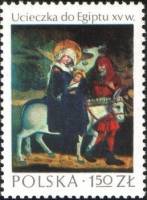 (1974-056) Марка Польша "Бегство в Египет"    Польское искусство II Θ