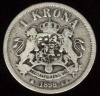 () Монета Швеция 1890 год 1  ""   Биметалл (Серебро - Ниобиум)  UNC