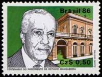 (№1986-2181) Марка Бразилия 1986 год "Octaacutevio Мангабейра", Гашеная