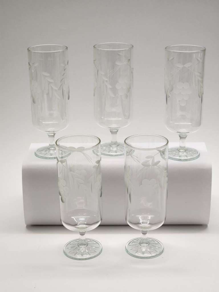 Рюмки 5 штук высокие хрусталь СССР алмазная грань высота 12,5 см