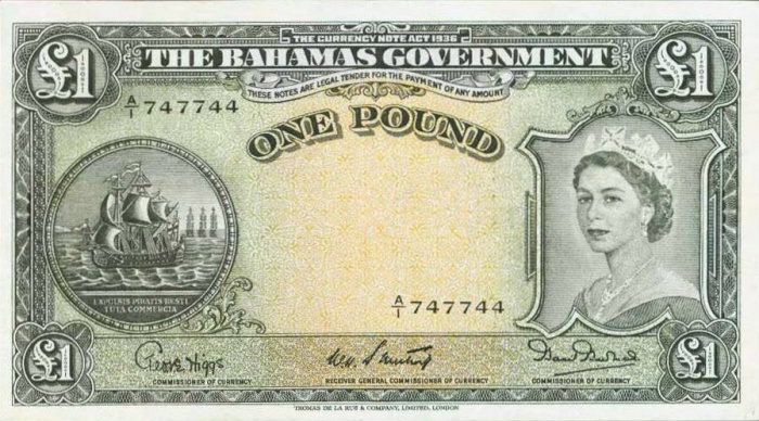 (№1953P-15b) Банкнота Багамские острова 1953 год &quot;1 Pound&quot;