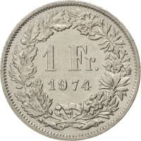 (1974) Монета Швейцария 1974 год 1 франк   Медь-Никель  UNC