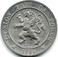 (№1894km40) Монета Бельгия 1894 год 5 Centimes (Французская легенда)