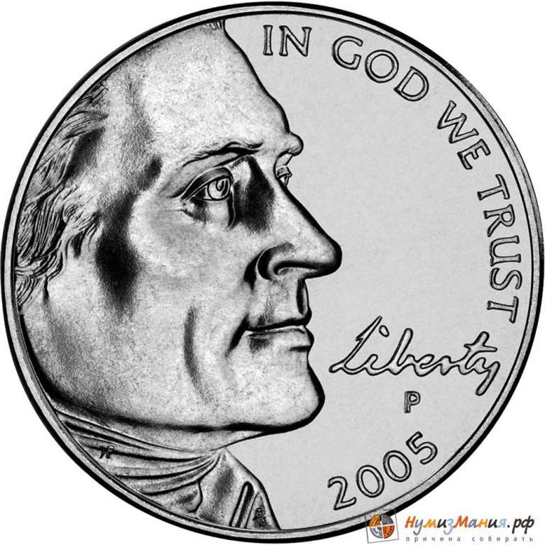 (2005p) Монета США 2005 год 5 центов  Тихий океан Экспедиция Льюиса и Кларка 200 лет Никель  UNC