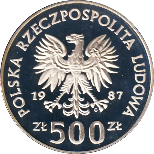 (1987) Монета Польша 1987 год 500 злотых &quot;ЧЕ по футболу ФРГ 1988&quot;  Серебро Ag 750  PROOF