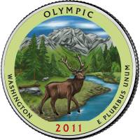 008d Монета США 2011 год 25 центов Олимпик  Вариант №1 Медь-Никель  COLOR. Цветная