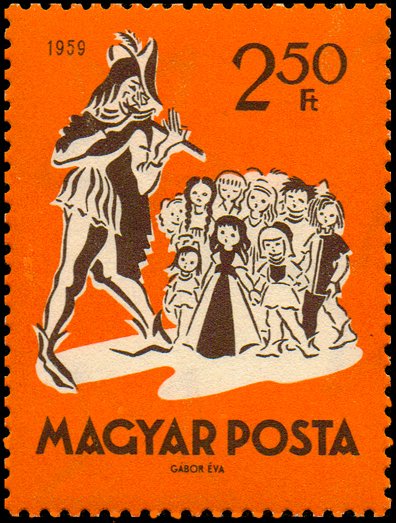 (1959-080) Марка Венгрия "Крысолов"    Fairy Tales III O