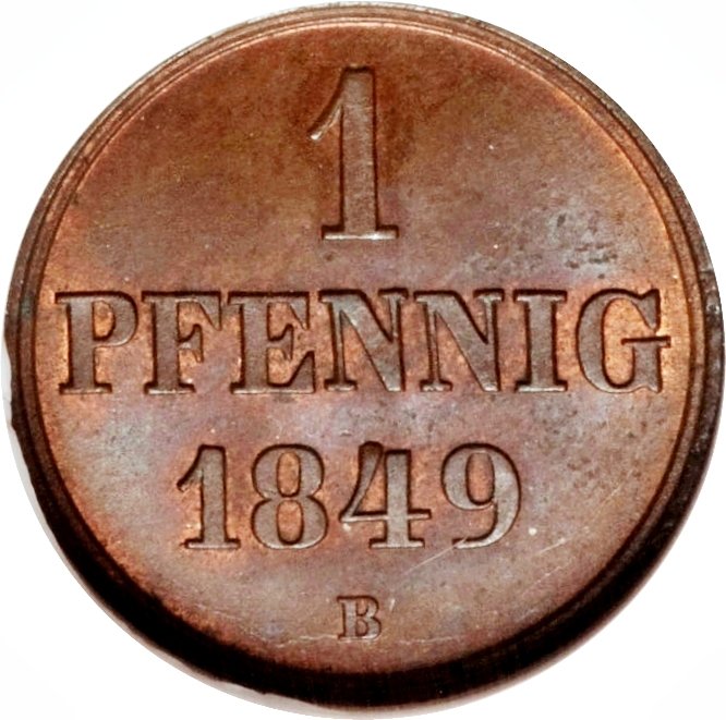 (№1845km201.1) Монета Германия (Б) 1845 год 1 Pfennig (Б)