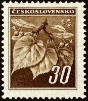 (1945-019) Марка Чехословакия "Липовая ветка (Коричневая)" ,  III Θ