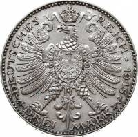 (№1915km222) Монета Германия (Столетие Великого княжества) 1915 год 3 Mark (Столетие Великого княжес