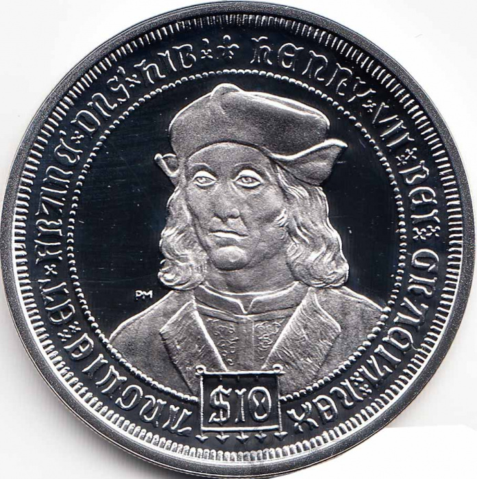 (2008) Монета Британские Виргинские острова 2008 год 10 долларов &quot;Генрих VII&quot;  Серебро Ag 925  PROOF