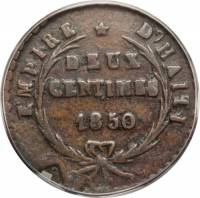 (№1850km35) Монета Гаити 1850 год 2 Centimes (Фостен Я 47)