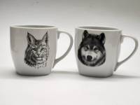 Чашки кружки чайные Добруш 2 шт Рысь и Волк Белорусская ССР 1980-е подарок для пары