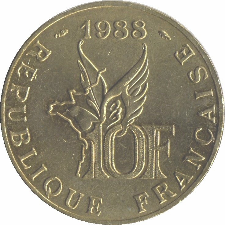 (1988) Монета Франция 1988 год 10 франков &quot;Ролан Гаррос&quot;  Бронза  VF