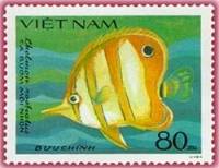 (1984-038) Марка Вьетнам "Длиннорылая рыба-бабочка"    Рыбы III Θ