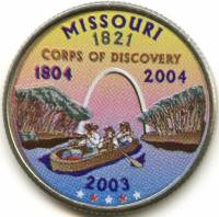 (024d) Монета США 2003 год 25 центов "Миссури"  Вариант №1 Медь-Никель  COLOR. Цветная
