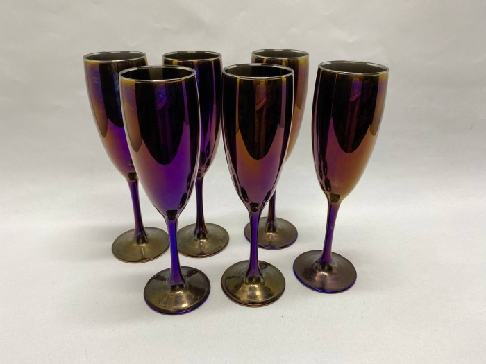 Фужеры для шампанского цветное стекло 6 шт