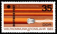 (1983-011) Марка Германия (ГДР) "Оптико-волоконный кабель"    Всемирный год коммуникаций II Θ