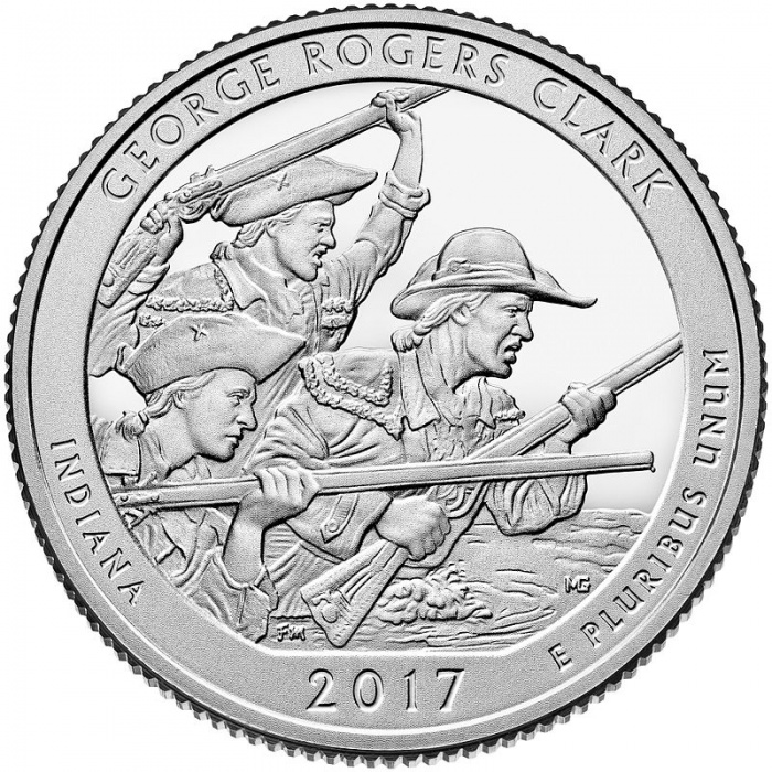 (040s) Монета США 2017 год 25 центов &quot;Парк Дж. Р. Кларка&quot;  Медь-Никель  UNC