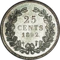 () Монета Нидерланды (Голландия) 1891 год 25  ""   Биметалл (Серебро - Ниобиум)  UNC