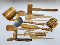 Набор Кружки пивные квасные деревянные Кухонные приадлежности дерево (13 предметов)