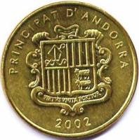 (№2002km180) Монета Андорра 2002 год 5 Cegrave;ntims