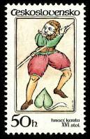 (1984-030) Марка Чехословакия "Валет червей"    Игральные карты II Θ