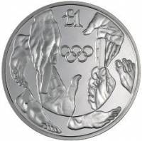 (№1992km67a) Монета Кипр 1992 год 1 Pound (ХХV сумму. Олимпиады 1992 г. в Барселоне - серебро Эд.)