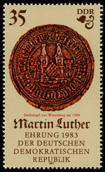 (1982-100) Марка Германия (ГДР) &quot;Городская печать Виттенберга&quot;    Мартин Лютер II Θ