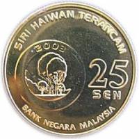 (№2003km88) Монета Малайзия 2003 год 25 Sen (Дымчатый Леопард)