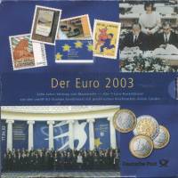 2003, 12 монет по 1 Евро + 13 марок Набор монет Евросоюз 2003 год Единая Европа    Буклет