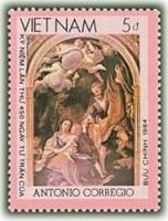 (1984-122) Марка Вьетнам "Мадонна della Scodella"    450 лет со дня смерти Антонио Корреджо III Θ
