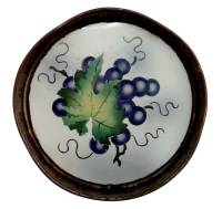 Подставка под стакан "Виноград", металл, керамика, д-7,5 см., СССР (сост. на фото)