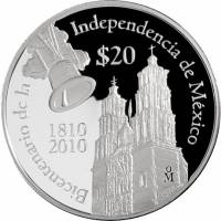 () Монета Мексика 2010 год 20  ""   Биметалл (Серебро - Ниобиум)  AU