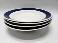 Тарелки суповые белые с синим кантом 4 шт (сост. на фото)