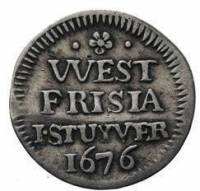 (№1676km71 (Wapenstuyver)) Монета Нидерланды 1676 год 1 Stuiver (Wapenstuyver)