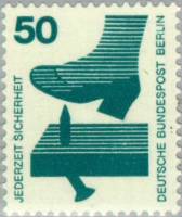 (1973-001) Марка Германия (ФРГ) "Торчащий гвоздь"    Несчастный случай III O
