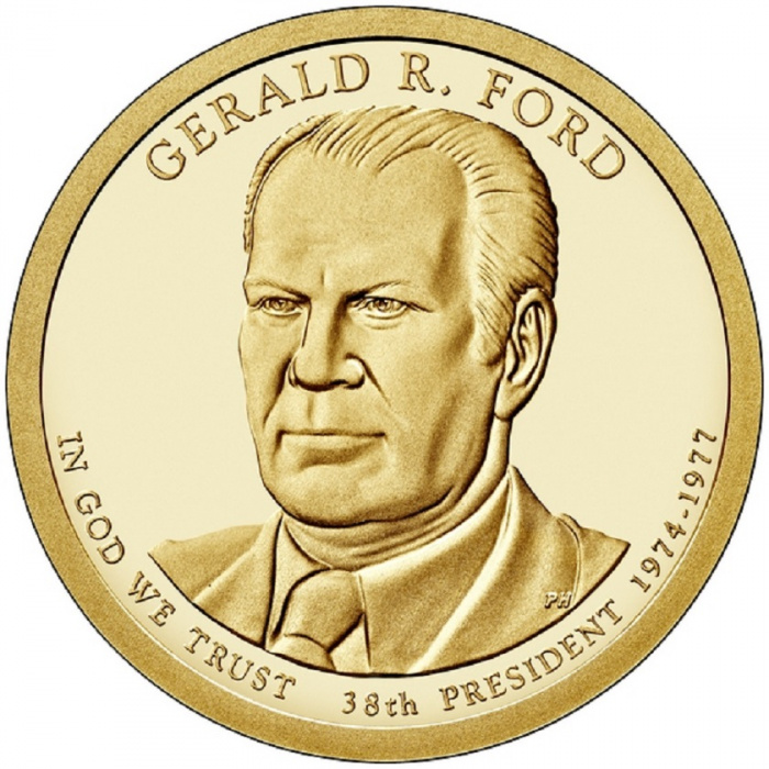 (38p) Монета США 2016 год 1 доллар &quot;Джеральд Форд&quot; 2016 год Латунь  UNC
