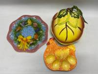 Набор тарелка - подставка для яиц 2 шт и салатник керамика, стекло