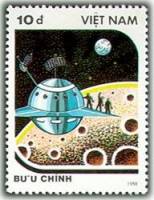 (1988-065) Марка Вьетнам "Лунный проект"    День космонавтики III O