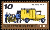 (1978-014) Марка Германия (ГДР) "Почтовый автомобиль, 1921"    Почтовый транспорт II O