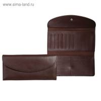 (1664819) Кошелек жен. "Катрин" 19,5*1,5*9см 2 отд., д/карт, на клапане. Коричневый