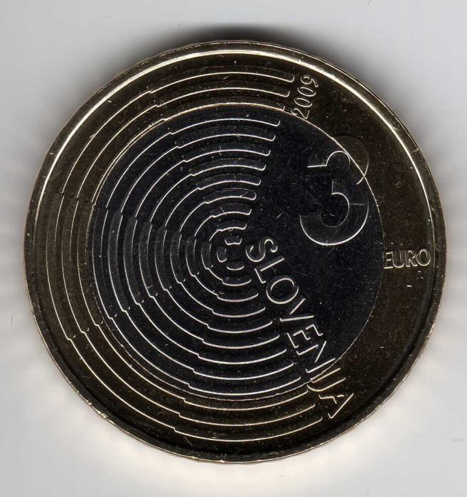 (2009) Монета Словения 2009 год 3 евро &quot;Эдвард Русян&quot;  Биметалл  UNC