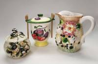 Кувшин "Коровки" Банка для хранения с ложками и Сахарница керамика