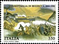 (№1986-1976) Марка Италия 1986 год "Битва Беццекка", Гашеная